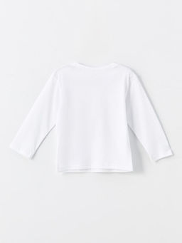 Bisiklet Yaka Uzun Kollu Bask?l? K?z Bebek Ti??rt - Waikiki фото 2