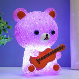 Фигурка светящаяся RISALUX «Мишка», LED-ночник, RGB, от батареек 3×LR44, 10×10×15.5 см, МИКС