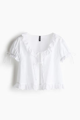 Blusa de algod?n con ribetes de volante