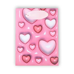 Цена за 4 шт. Пакет ламинированный «Сердца», 9 х 12 х 6.5 см