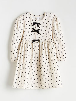 Bisiklet Yaka Puantiyeli K?z ?ocuk Elbise