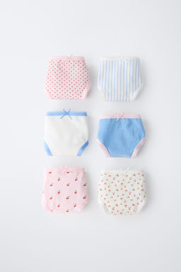 6-14 A?OS/ PACK SEIS BRAGUITAS RAYAS Y CEREZAS / Multicolor