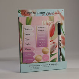 Подарочный набор ежедневник А5, 80 листов, наклейки и ручка С 8 марта!