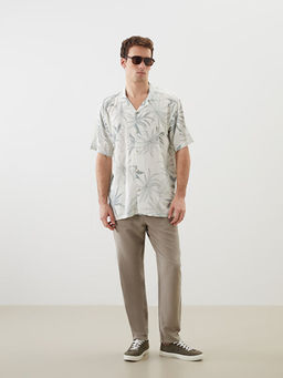 Regular Fit K?sa Kollu Desenli Viskon Erkek G?mlek