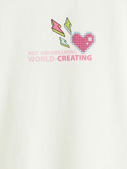 Bisiklet Yaka Bask?l? K?z ?ocuk Ti??rt 2li