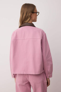 Gul Kurusu Deri Yaka Ve Cep Detayl? Denim Gomlek Ceket TWOAW26CE00002 - Trendyolmilla фото 4