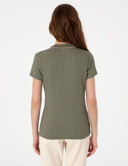 Haki Slim Fit Basic Ti__rt