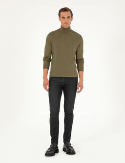 Koyu Haki Slim Fit Bal_k__ Yaka Basic Triko Kazak - Pierre cardin фото 4