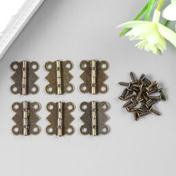Цена за 4 шт. Петля для шкатулки (ключницы), металл, фигурная, под бронзу, набор 6 шт., 1.5×2.1 см