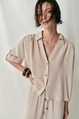 CAMISA FLUIDA MANGA CORTA / Crudo - Zara фото 2