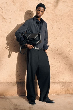 PANTAL?N WIDE LEG DE ALGOD?N CON DETALLE PLISADO - H&m фото 10