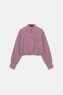 CAMISA GLOBO CUADRO VICHY / Granate - Zara фото 6