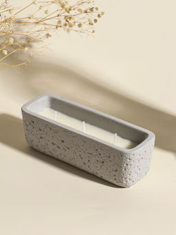 Свеча в вулканическом подсвечнике "Ящик" 3 хлопковых фитиля, серая 5,2х15х4,7 см