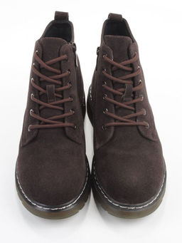 M15-35 BROWN Ботинки зимние женские (натуральная замша, натуральный мех)
