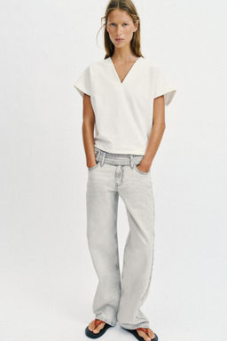 CAMISETA R?STICA ESCOTE PICO / Blanco roto