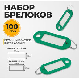 Набор бирок для ключей «Идентификатор», 53 мм, 100 шт., зелёный