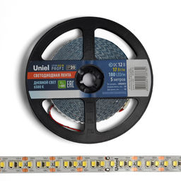 ULS-M16-2835-180LED/m-10mm-IP20-DC12V-17W/m-5M-6500K PROFI Гибкая светодиодная лента на самоклеящейся основе. Катушка 5м. в герметичной упаковке. Дневной свет (6500K). ТМ Uniel