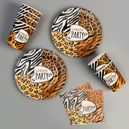 Набор посуды Сафари Party: салфетки 20 шт., стаканы 6 шт., тарелки 6 шт. - Страна карнавалия фото 5