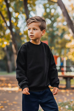 Siyah Unisex Duz Basic Orme Sweatshirt TKDAW25SW00000