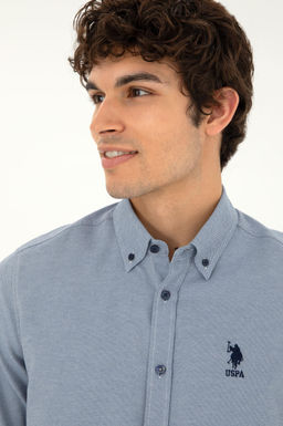 Мужская темно-синяя базовая рубашка с длинным рукавом Неожиданная скидка в корзине - U.s. polo assn фото 2