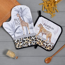 Кухонный набор Этель Beautiful kitchen: варежка-прихватка 20х28 см, прихватка 19х19 см, 100% хлопок