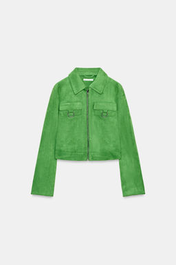 FAUX SUEDE CROP JACKET