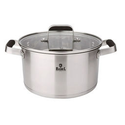 Кастрюля 2 л из нержавеющей стали со стекл. кр., 16х10 см (10228010/241125/5363193, Китай) (R-200L) (RASHEL)