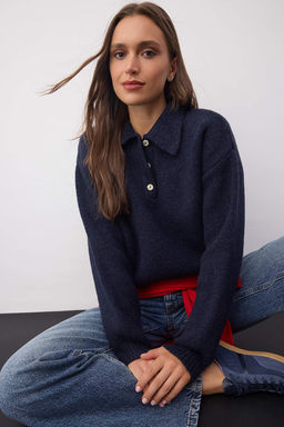 Wardrobe Essentials Lacivert Basic Genis Kal?p Ozel Iplikli Triko Kazak | TWOAW26KZ00072