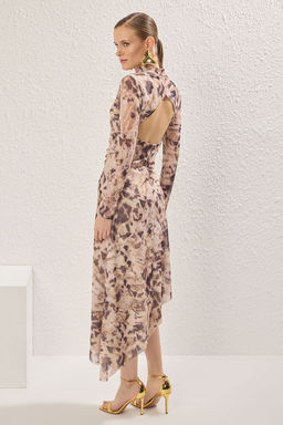 TRENDYOLMILLA Cok Renkli Leopar Desenli Vucuda Oturan Astarl? Tul Elbise TPRSS25EL00036  фото 4