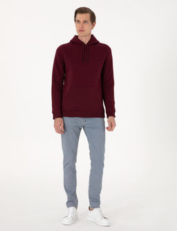 Bordo 2 _plik Regular Fit __i Polarl_ Kap__onlu Basic Sweatshirt