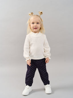 Брюки из джинскота Горошек с отворотами 0+