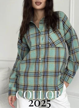 K13010 Рубашка OVER SIZE МЯТНЫЙ