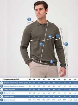 Джемпер мужской с воротником поло GREG G128-AC435 (хаки)  фото 9