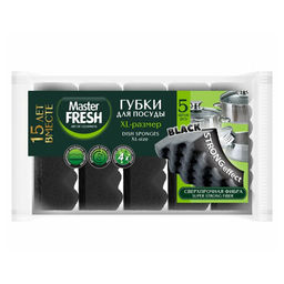 Губки д/посуды 5 шт. Master FRESH Strong effect XL Black арт. 6512