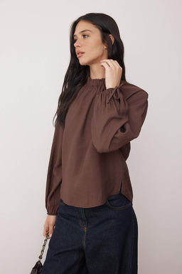 Ozel Koleksiyon Ekru Balon Kollu Dik Yaka Modal Dokuma Bluz TWOAW26BZ00145 - Trendyolmilla фото 9