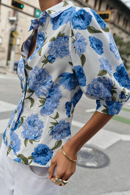 FLORAL PRINT POPLIN SHIRT - Zara фото 11