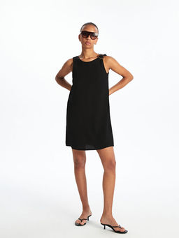 Bisiklet Yaka Dokulu A Kesim Mini Elbise