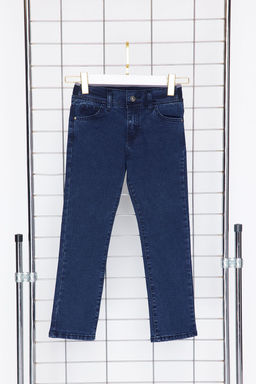Koyu Mavi K?z Cocuk Esnek Straight Lastikli Denim Pantolon Jean TKDSS24PL00013 - Trendyolmilla фото 6