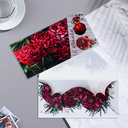 Цена за 10 шт. Конверт для денег С Юбилеем! гранат, 17х8,5 см