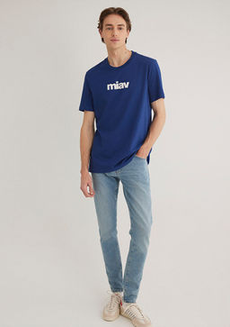 Miav Bask?l? Lacivert Tisort - Mavi фото 2