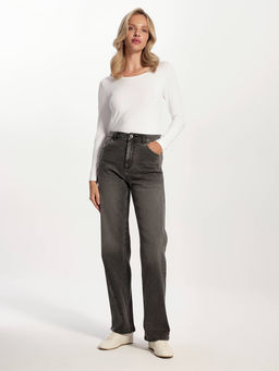 CONTE Графитовые джинсы Basic straight с эффектом потертостей CON-824 grey - Conte elegant фото 2