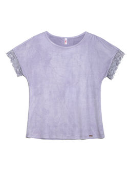 CONTE Топ с эффектом замши и деликатным кружевом LD 917 lavender frost
