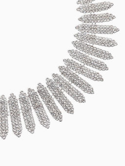 Набор 2 пред-а: серьги, колье со стразами "Лёд" лепестки. d=13,5см, цвет белый в серебре