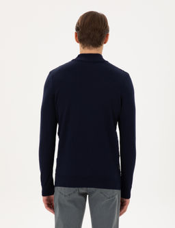 Lacivert Slim Fit Yar_m Bal_k__ Yaka Triko Kazak - Pierre cardin фото 5