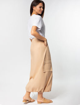 VILATTE / Юбка карго с кулисой внизу и резинкой на поясе из плотного поплина  фото 5