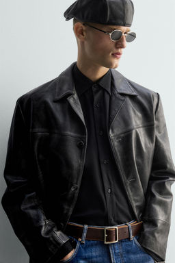 LIMITED EDITION VINTAGE EFFECT LEATHER JACKET - Zara фото 5