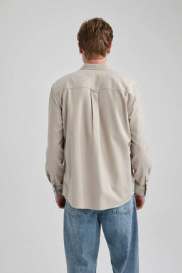 Хлопковая рубашка обычного кроя с длинными рукавами - Defacto фото 6