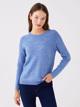 Bisiklet Yaka D?z Uzun Kollu Kad?n Triko Kazak