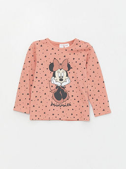 Bisiklet Yaka Minnie Mouse Bask?l? K?z Bebek Pijama Tak?m?