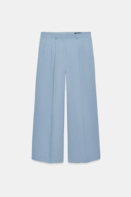 PANTAL?N WIDE LEG PLIEGUES ZW COLLECTION / Azul / Gris - Zara фото 2